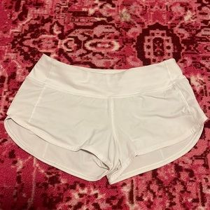 White Lululemon Speed Up Shorts